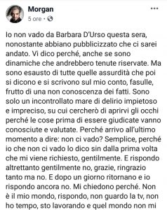 Morgan - d'Urso: Barbara non vengo a Live 8 20191020 231320